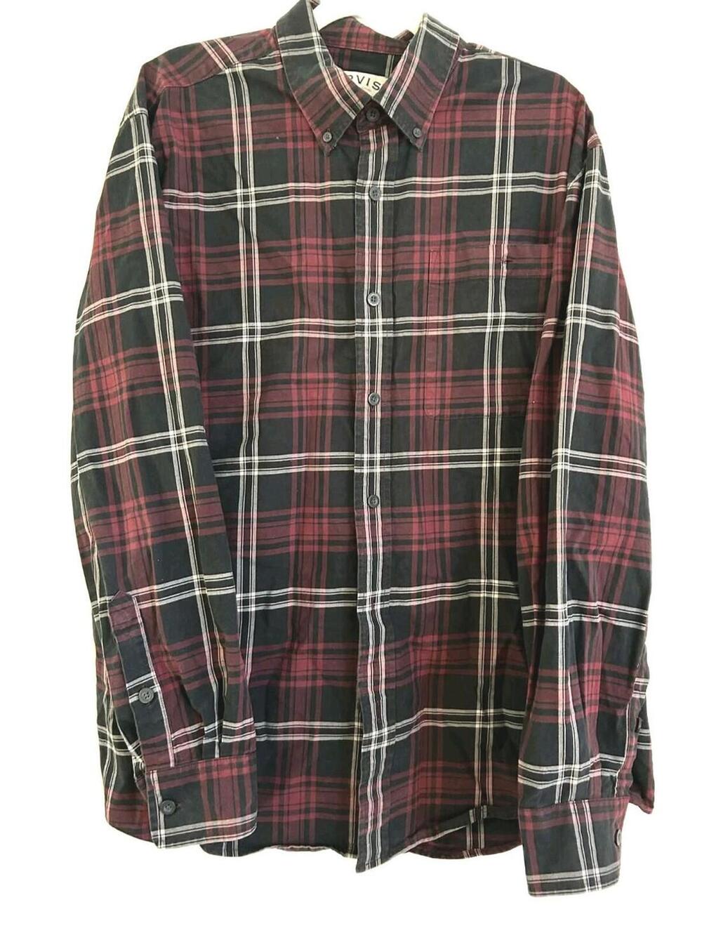 Orvis Long-sleeve Button-down Shirt Red & Black Plaid Men’s Size L